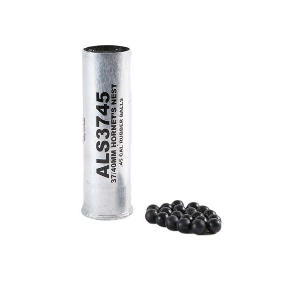 ALS 37/40MM Hornets Nest Cartridge is filled with .45 Cal Rubber Balls